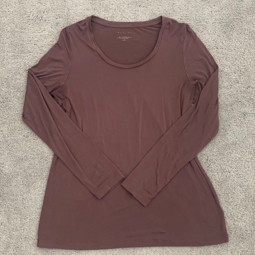 Plum Colored Long Sleeve Slinky Material Top Size L